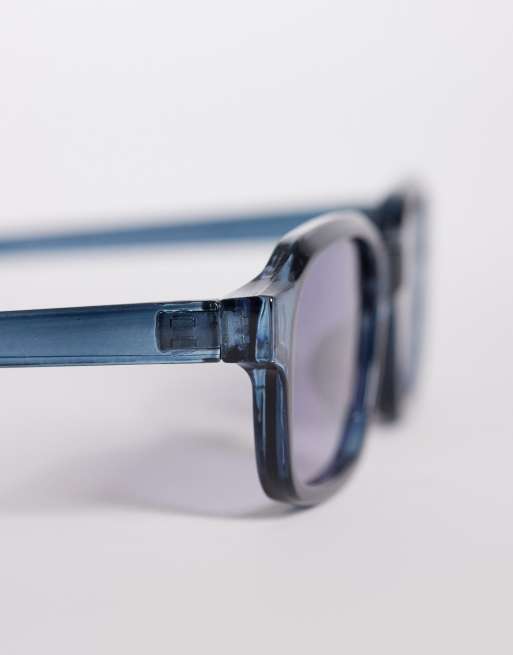 ASOS DESIGN - Lunettes de soleil rectangulaires fines avec verres bleus - Bleu, 2 de 3