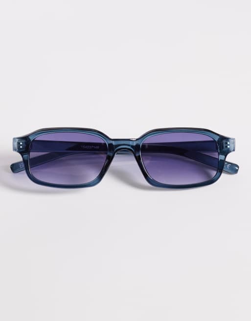 ASOS DESIGN - Lunettes de soleil rectangulaires fines avec verres bleus - Bleu, 3 de 3