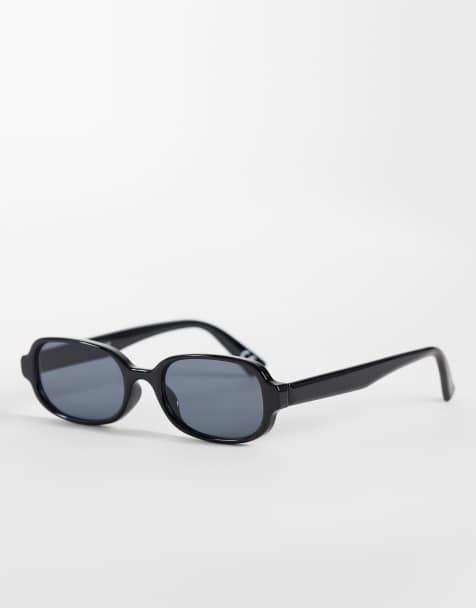ASOS DESIGN lunettes de soleil rectangulaires fines noires avec verres noirs fumés - view 1