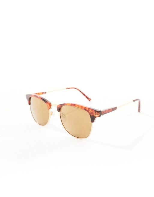 ASOS DESIGN - Lunettes de soleil rétro à verres dorés - Écaille de tortue , 4 de 4