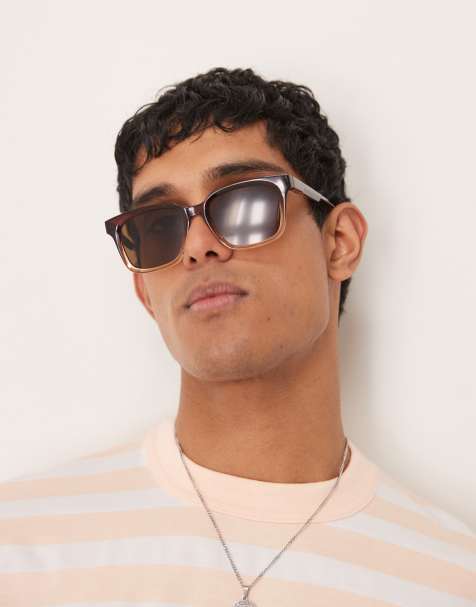 ASOS DESIGN - Lunettes de soleil rétro avec verres marron - Marron dégradé - view 1