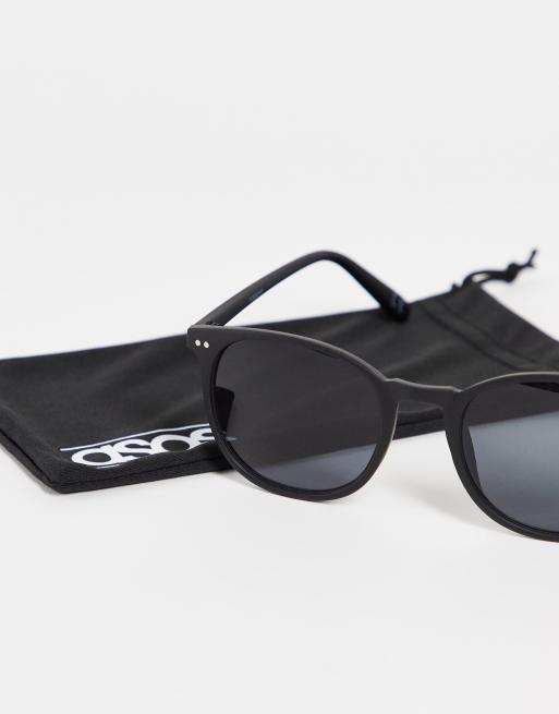 ASOS DESIGN Lunettes de soleil rondes verres fum s Noir mat