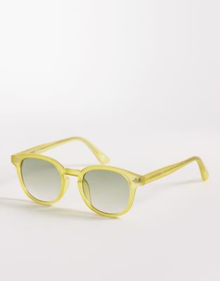 ASOS DESIGN - Lunettes de soleil rondes de qualité supérieure avec verres verts - Vert givré