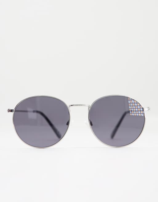 ASOS DESIGN - Lunettes de soleil rondes en métal - Argenté brillant , 4 de 4