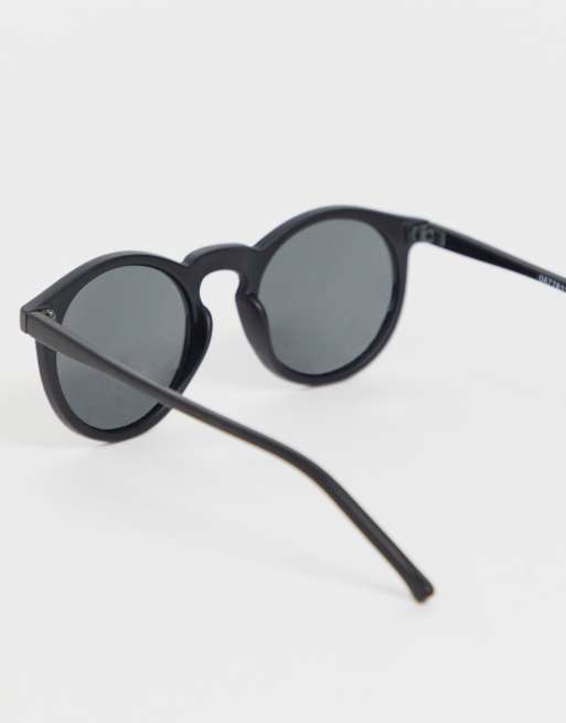 ASOS DESIGN Lunettes de soleil rondes en plastique avec verres fumes Noir