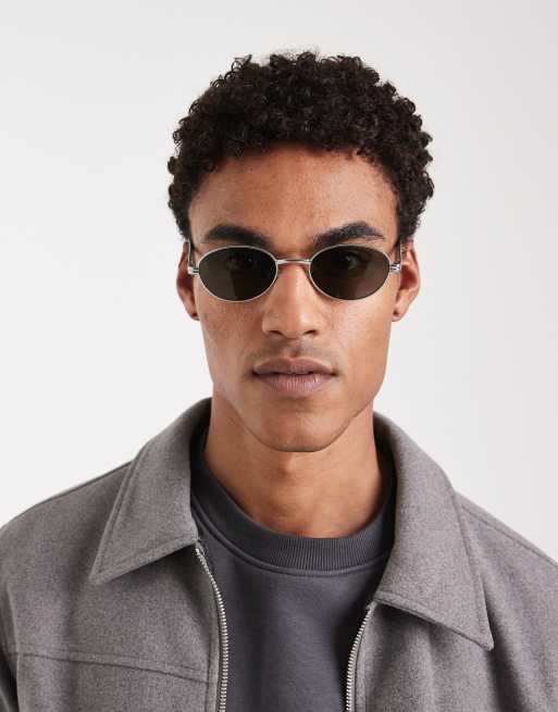 ASOS DESIGN - Lunettes de soleil rondes métalliques avec verres kaki - Argenté, 2 de 3