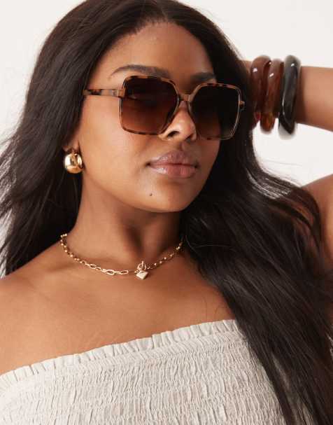 ASOS DESIGN - Lunettes de soleil style années 70 à motif écaille de tortue lacté - view 1