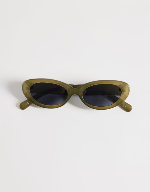 ASOS DESIGN - Lunettes de soleil yeux de chat avec verres fumés - Vert laiteux, 3 de 3