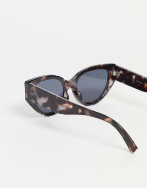 ASOS DESIGN - Lunettes de soleil yeux de chat - Gris effet écaille de tortue - GREY, 3 de 4