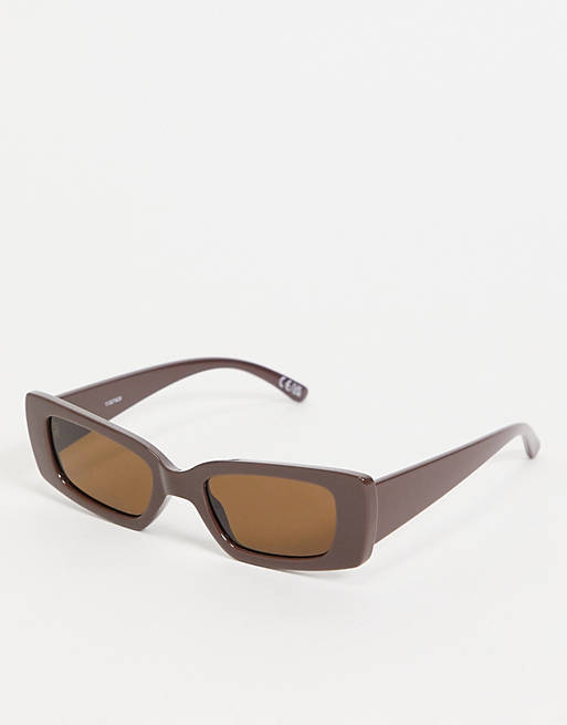 ASOS DESIGN cat eye mid square sunglasses in brown