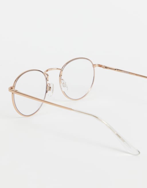 ASOS DESIGN - Lunettes rondes en métal avec verres transparents - Or rose, 2 de 4