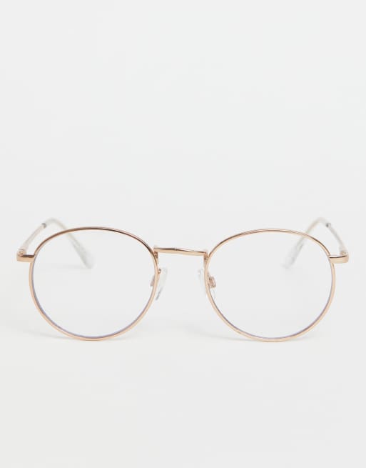 ASOS DESIGN - Lunettes rondes en métal avec verres transparents - Or rose, 3 de 4
