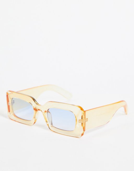 ASOS DESIGN - Lunettes tendance oversize à verres bleus dégradés - Orange transparent