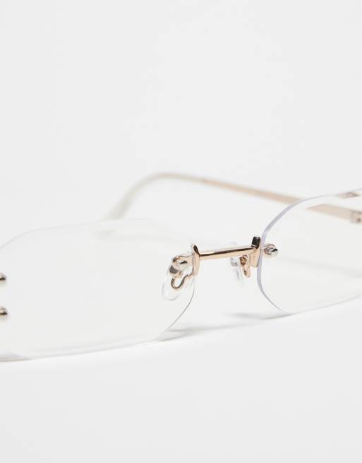 ASOS DESIGN - Lunettes tendance sans monture style années 90 à verres transparents, 3 de 4