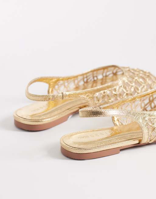 ASOS DESIGN - Lure - Ballerines effet tressé à bride arrière - Doré, 4 de 4