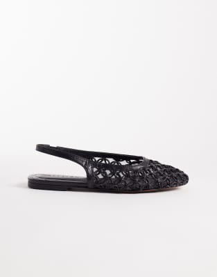 ASOS DESIGN - Lure - Ballerines effet tressé à bride arrière - Noir