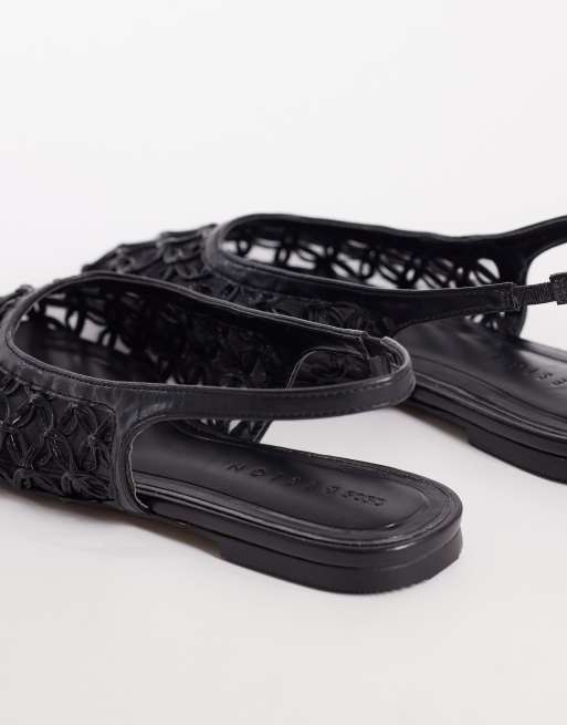 ASOS DESIGN – Lure – Czarne plecione balerinki z paskiem za piętą, 3 z 4