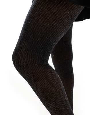 lurex metallic net tights in black