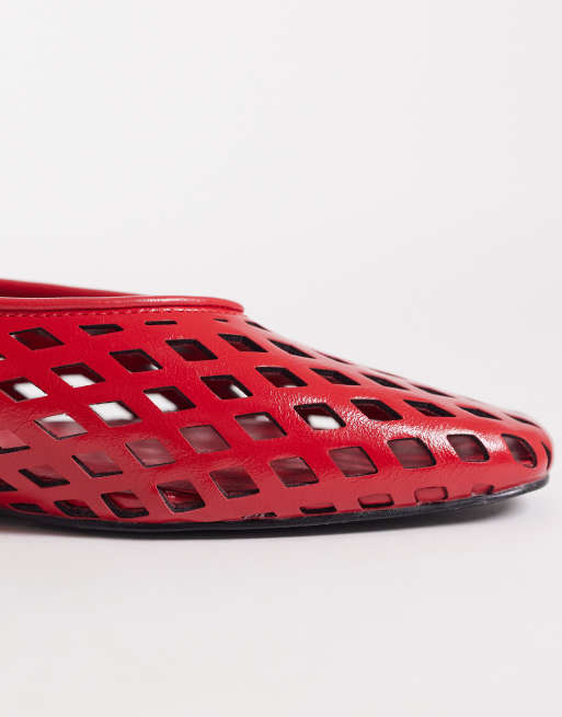 ASOS DESIGN – Lush – Ballerinas in Rot mit Laserschnitt-Design, 4 von 4