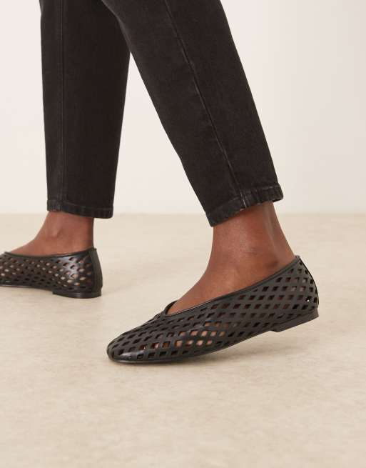 ASOS DESIGN Lush laser cut ballets in black, 2 of 4