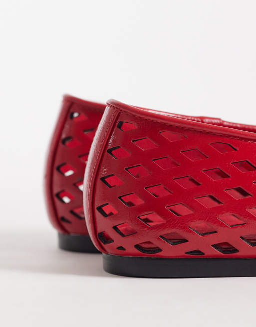 ASOS DESIGN Lush laser cut ballets in red, 3 of 4