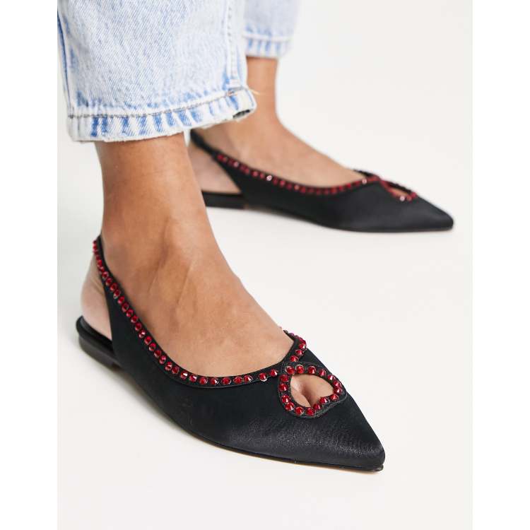 Black diamante flat clearance shoes