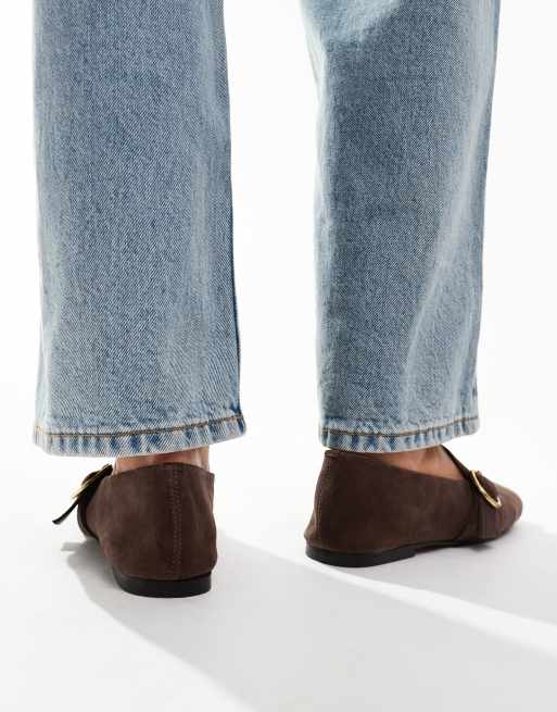 ASOS DESIGN Luxe - Ballerine in pelle premium stile Mary Jane marroni, 3 di 4