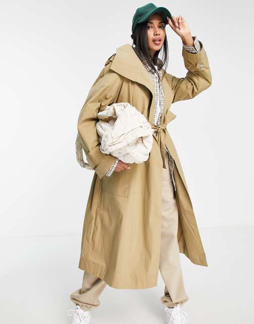 ASOS DESIGN – Luxe – Beige trenchcoat med krage, 4 av 4