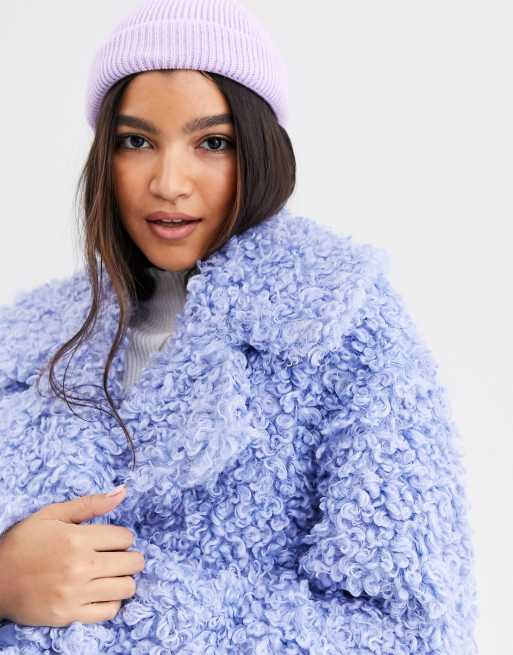 Blue teddy coat sale river island