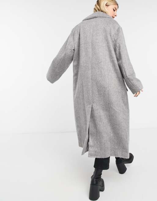 ASOS DESIGN luxe brushed maxi coat in grey