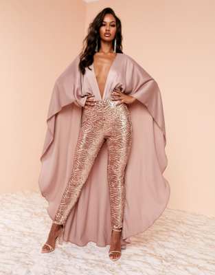 plus size rose gold sequin jumpsuit