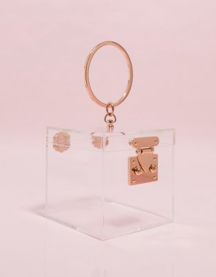 clear square box purse