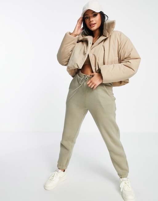 Camel hot sale cropped jacket