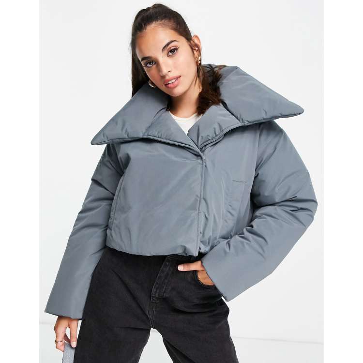 ASOS LUXE wrap puffer coat in hot pink