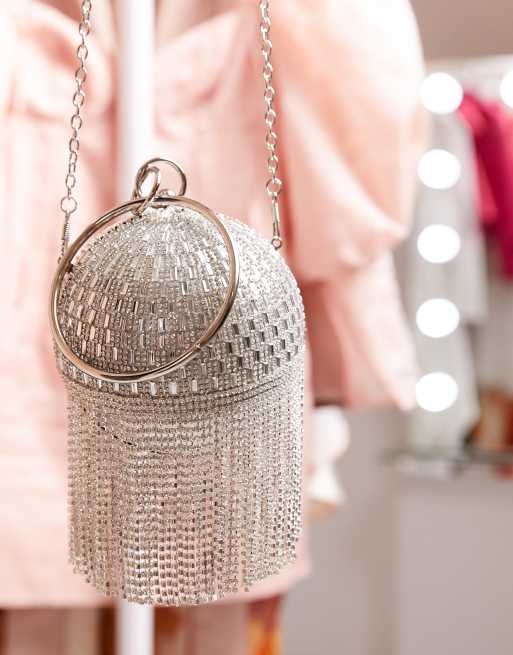 ASOS DESIGN Luxe diamante fringe sphere bag