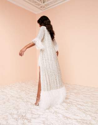 asos white feather dress