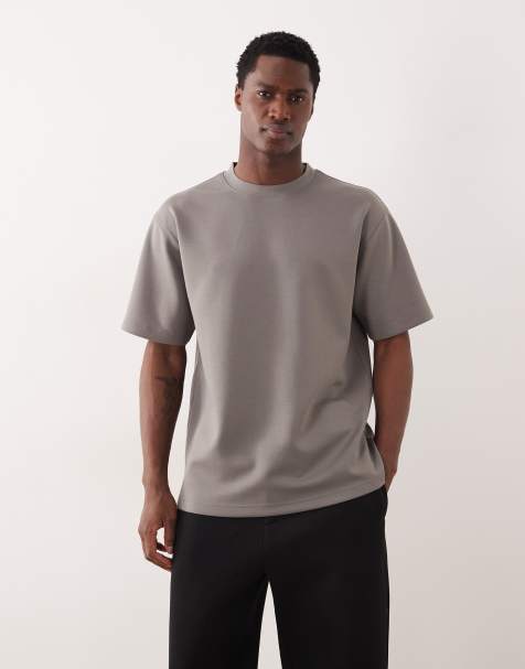 ASOS DESIGN – Luxe – Grå, avslappnad t-shirt med interlocksömmar - view 1