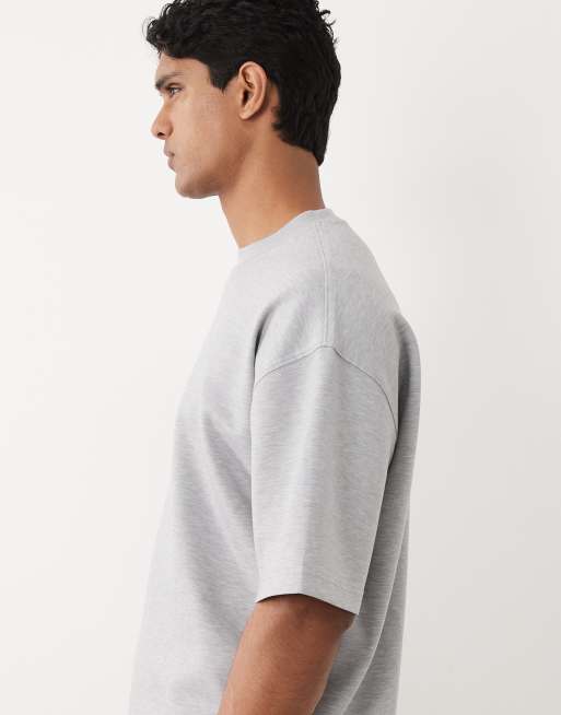 ASOS DESIGN – Luxe – Gråmelerad t-shirt i oversize med interlocksömmar, 4 av 5