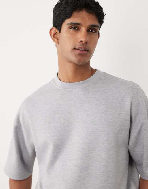 ASOS DESIGN – Luxe – Gråmelerad t-shirt i oversize med interlocksömmar, 5 av 5