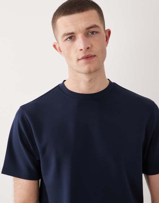 ASOS DESIGN – Luxe – Granatowy T-shirt o regularnym kroju z dzianiny interlock, 3 z 5