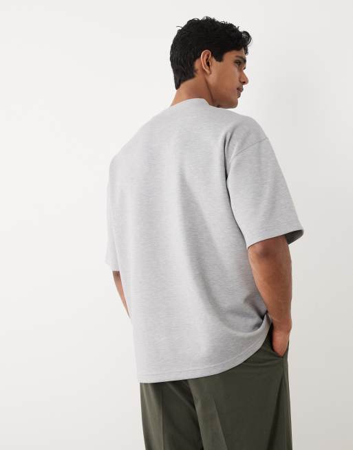 ASOS DESIGN luxe interlock oversized T-shirt in gray heather, 3 of 5