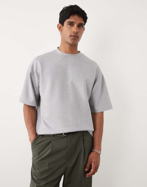 ASOS DESIGN luxe interlock oversized t-shirt in grey marl - view 1