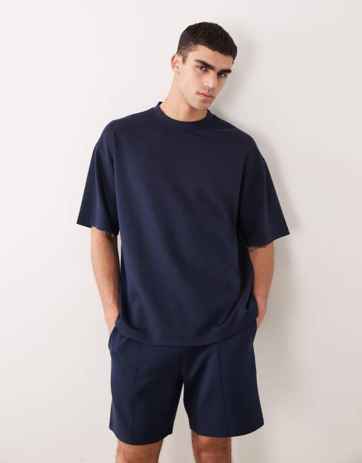 ASOS DESIGN luxe interlock co-ord in navy, 3 of 4