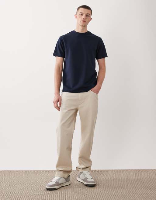ASOS DESIGN luxe interlock regular fit t-shirt in navy, 2 of 5