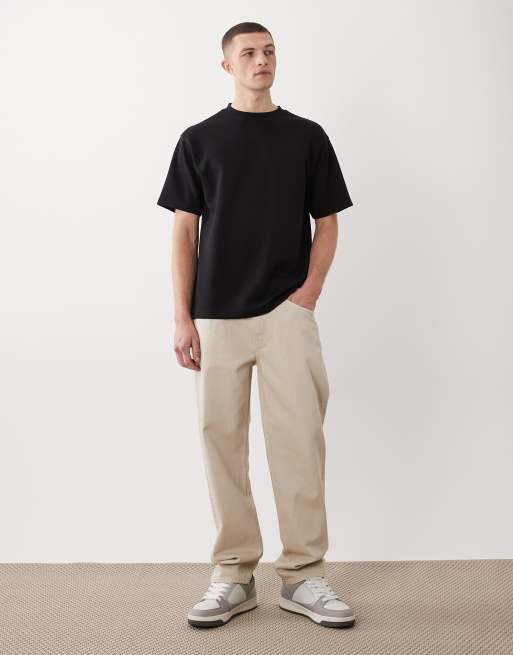 ASOS DESIGN luxe interlock relaxed t-shirt in black, 2 of 5