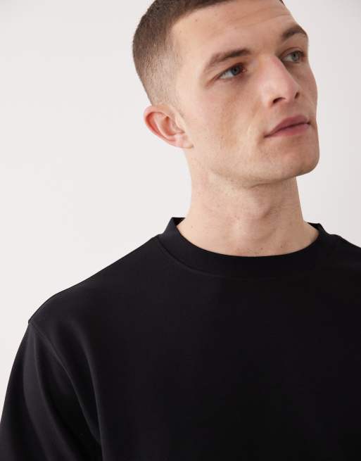 ASOS DESIGN luxe interlock relaxed t-shirt in black, 3 of 5