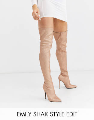 rose gold thigh boots