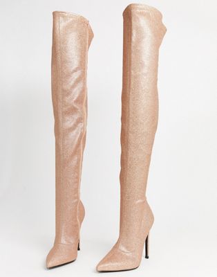 rose gold knee high boots