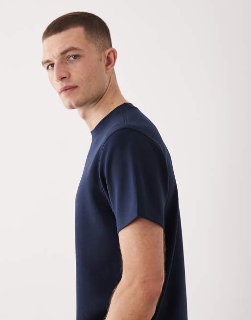 ASOS DESIGN – Luxe – Marinblå t-shirt i regular fit med interlocksömmar, 4 av 5