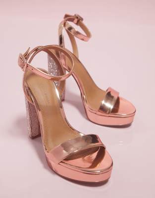 gold barely there platform heels